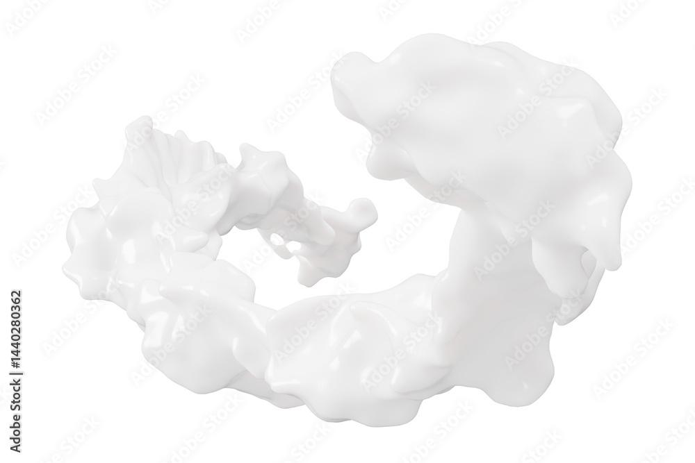 Poster smooth, flowing form in white appears as if molded from soft plastic, creating a sense of movement a