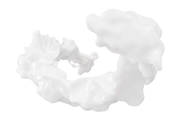 smooth, flowing form in white appears as if molded from soft plastic, creating a sense of movement and organic shape. Piece stands out against a plain background, emphasizing its design. 3d render