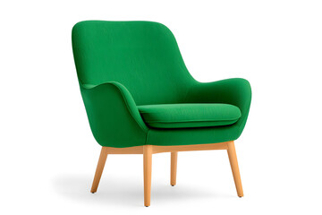 Comfortable green armchair isolated on white background