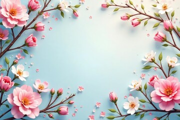 Fototapeta premium Subtle pastel floral tapestry, delicate blossoms and scrolling stems, floral, peaceful, romance