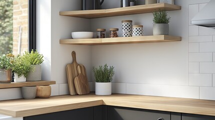 Corner wall storage solution with custom fitted shelves