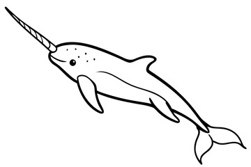 Obraz premium Minimalist Narwhal Line Art