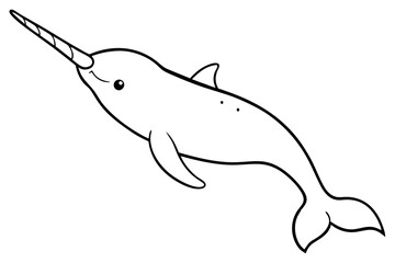 Obraz premium Minimalist Narwhal Line Art