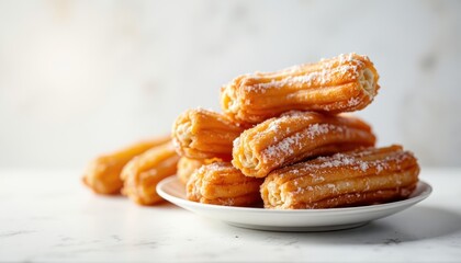 Delicious churros dessert kitchen food photography bright lighting close-up sweet treats for your indulgence