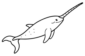 Minimalist Narwhal Line Art