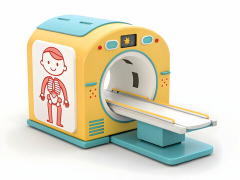 Colorful Cartoon MRI Machine Toy with Friendly Skeleton Design