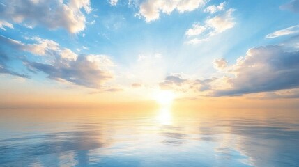 Obraz premium Sunrise reflecting on calm ocean water