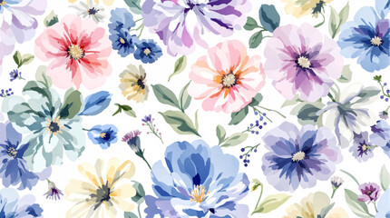 Seamless watercolor flowers pattern