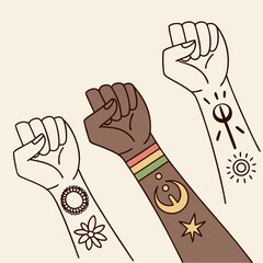 Hands with Symbolic Tattoos