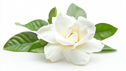 Obraz premium Pure White Gardenia Flower Isolated on White Background for Elegant Floral Design