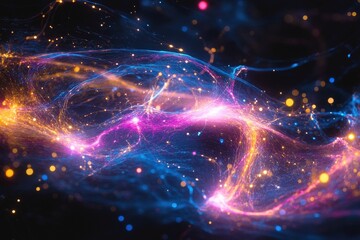 Fototapeta premium Colorful abstract swirl of light and energy creating a cosmic scene in a dark background