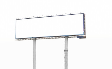 extra large Outdoor billboard with white background mock up. Copy space for advertisement.
