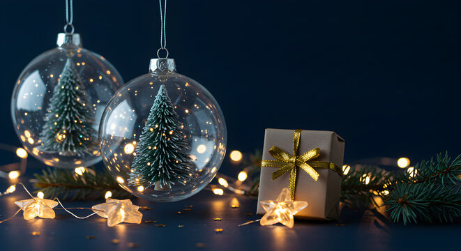 Elegant Christmas Ornaments and Gift: Festive Holiday Background