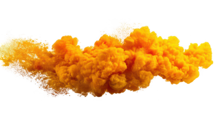 Yellow smoke cloud isolated on a white background, png, transparent