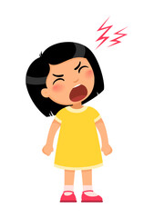 Little girl is very angry or irritated. Concept of child disobedience, screaming, hysterical, outburst of emotions.
Cartoon character illustration