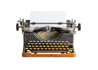 Vintage Typewriter with Blank Paper on Classic Writing Desk for Nostalgic and Retro Themes