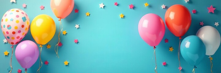 Vibrant birthday badge with floating balloon for celebration, white background, balloons