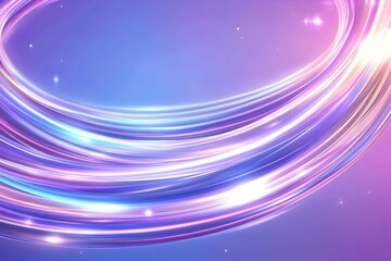 Obraz premium Glowing purple and blue light trails swirl in concentric circles against a dark backdrop, creating a dynamic and vibrant abstract effect