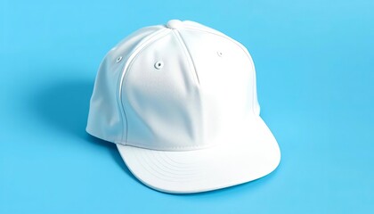 Fototapeta premium White, blue, and navy snapback hat mockup; clean, simple design, photography, navy