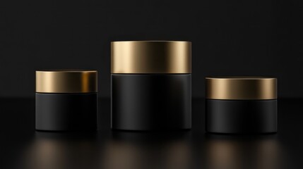 Luxury black and gold cosmetic jars