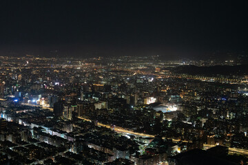 City aerial view night lights taipei taiwan asia busy street traffic