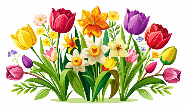 Very beautiful freisteller tulpen und narzissen zu ostern white background 