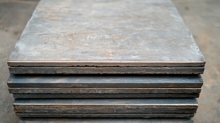 Raw metal sheets stacked and ready for fabrication inside a factory
