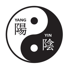 SYMBOLE YIN YANG AVEC TRADUCTION - Illustration vectorielle