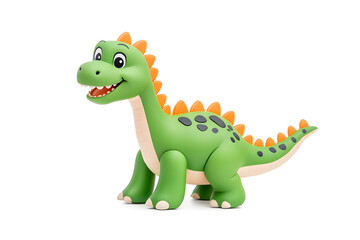 Naklejka premium 3d green cute cartoon dinosaur with smile isolated on white background