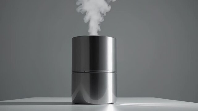 Aromatic diffuser dispersing thick mist in minimalistic space, merging beauty and functionality.