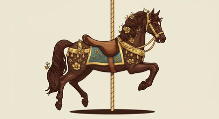 Vintage carousel horse illustration