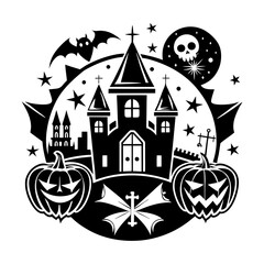 Download Happy Halloween Design Elements. Halloween Design Elements, Logos, Badges, Labels, Icons And Objects.. Vector Illustration. Svg File For Design.