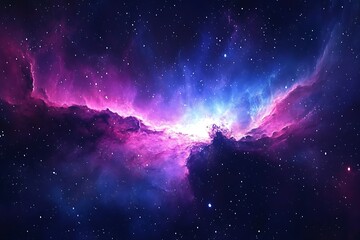 Cosmic Nebula with Stars Purple Blue Galaxy Astronomical Dreamscape Sky