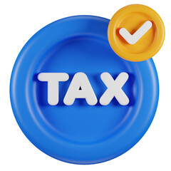 Tax Circle Icon with Check Mark 3d Icon
