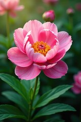 Obraz premium Isolated peony flower in a serene environment, organic, plant, flower