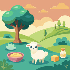 Naklejka premium Download Olive Grove And A Meadow Silhouette Vector Illustration Svg File For Design.