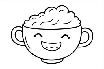 Laughing latte cup with whipped cream hair and little waving hands icon logo