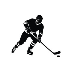 Hockey Player Strategically Positioning on Ice Rink