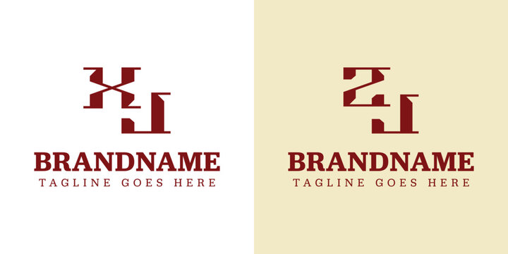 Letters XJ ZJ Monogram Logo Set, for business with XJ JX ZJ JZ initials
