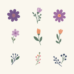 Purple Flowers pack illustration