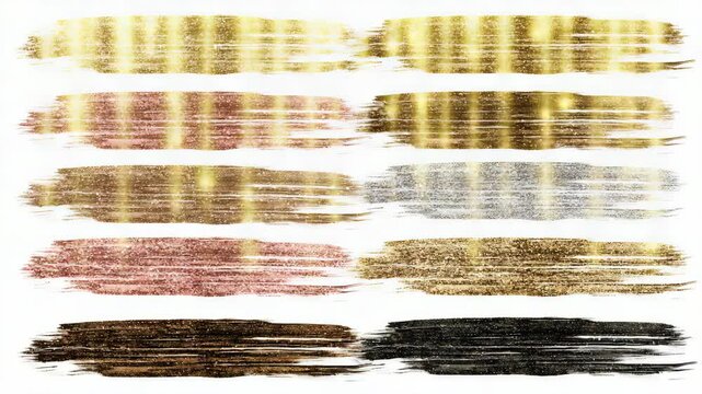 Colorful textured glitter strokes in various metallic shades for decorative design use