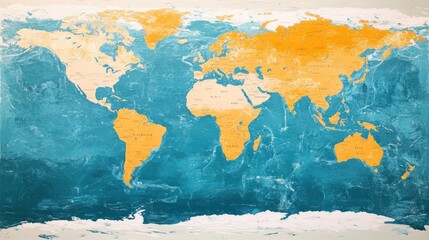 Global map with shaded relief