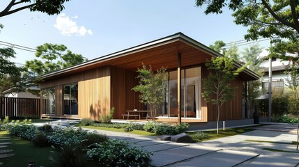 Fototapeta premium Modern wooden house exterior