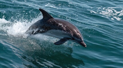 Fototapeta premium Dusky Dolphin Breaching, Pacific Ocean, Dynamic Splash