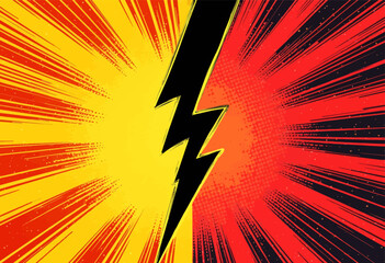 Comic Book Style Fight Background with Lightning Bolt