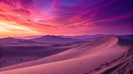 Majestic Desert Landscape at Sunset with Vibrant Sky Colors