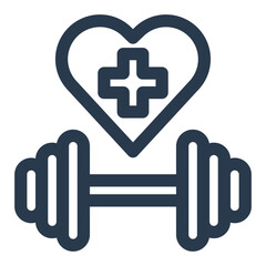 Fitness Dumbbell with Heart Health Symbol