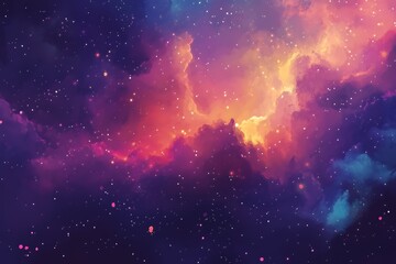 Colorful space nebula with stars. Abstract cosmic background with vibrant colors. Concept of universe, galaxy, and science.