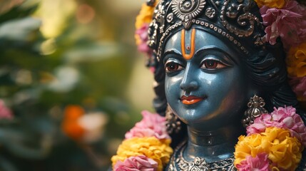 Intricately adorned deity statue in temple setting - spiritual and cultural symbolism for design inspiration