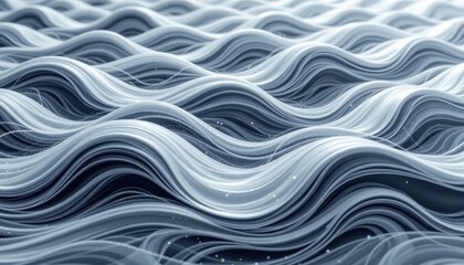Fototapeta premium A mesmerizing artwork featuring fluid, interconnected wave lines in a soothing light gray color, creating a sense of movement and harmony.